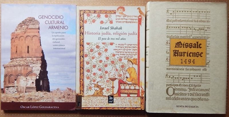 Lote de 3 Libros: Genocidio Cultural Armenio, Historia Judía y Missale Auriense 1494