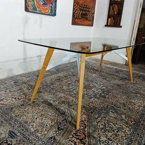 Mesa Rectangular con Tapa de Vidrio Templado y Base de Madera - imagen 2