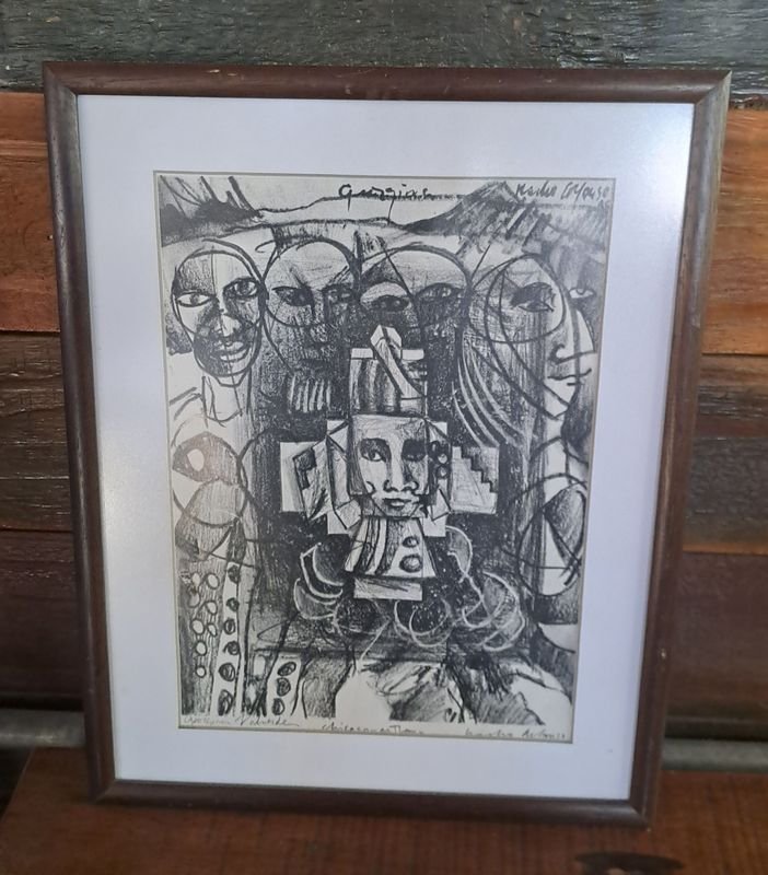Lote anterior: Pintura en Blanco y Negro de Estilo Precolombino o Cubista