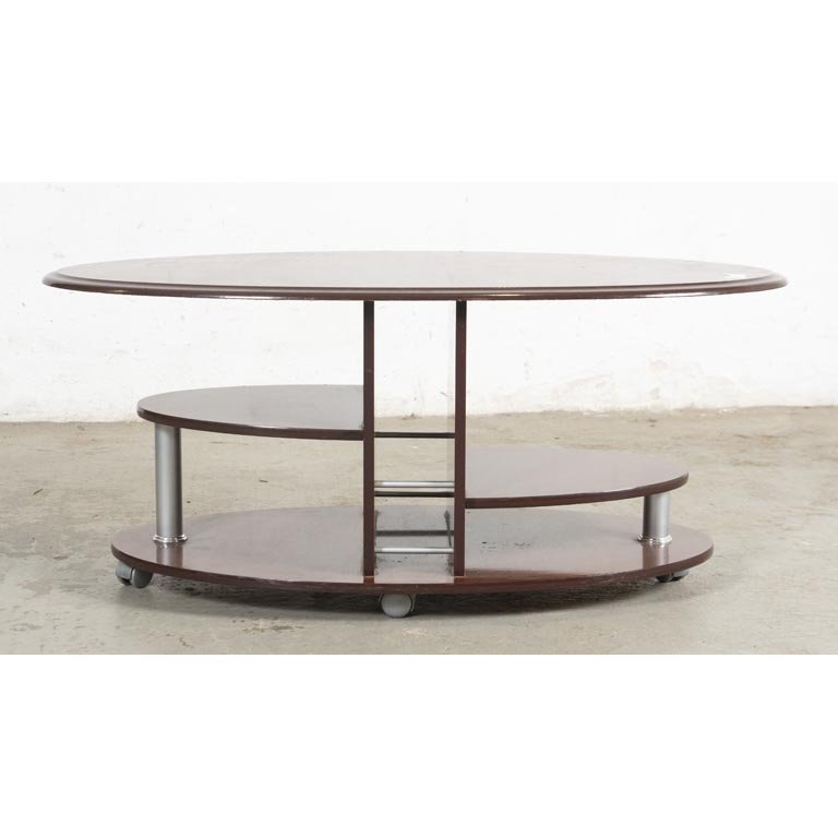 Mesa de Sala Oval Rodante en MDF Melamínico