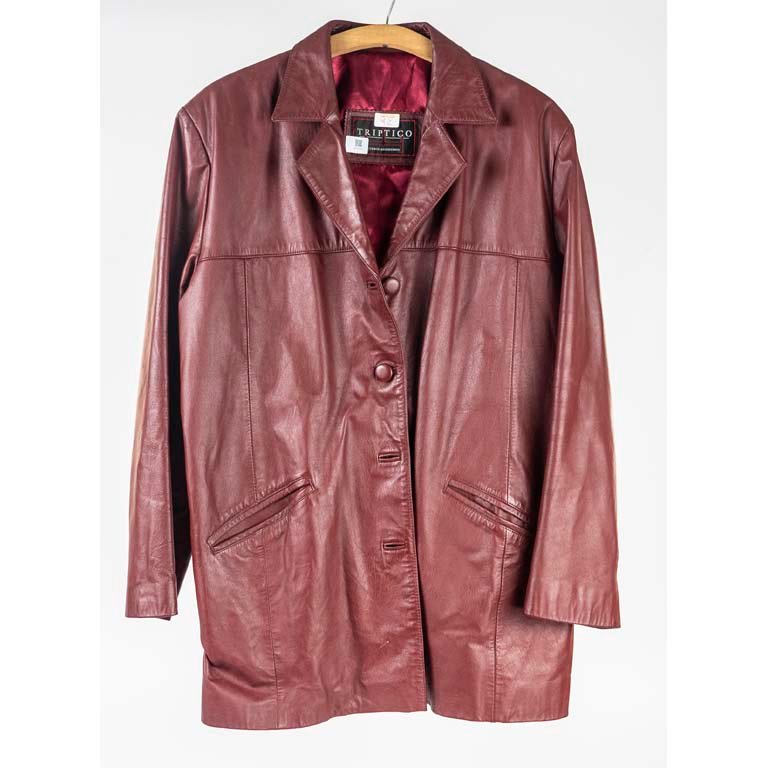 Chaqueta de Cuero Bordeaux Triptico Talle 1 Grande