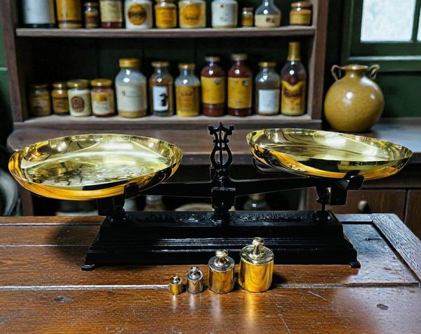 Balanza de oro con dos platos en excelente estado - imagen 1