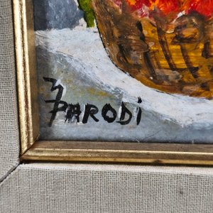Pintura "Parodi" Acrílico sobre Fibra con Marco Dorado - imagen 4
