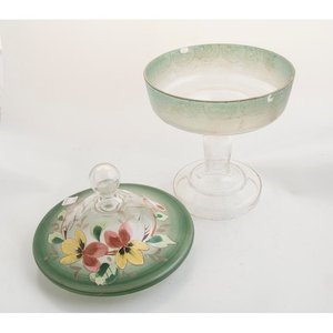 Bombonera Circular de Cristal con Tapa Esmaltada y Flores - imagen 3