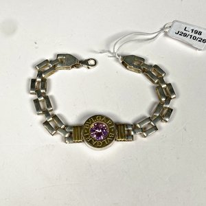 Pulsera de Plata 925 con Piedra Rosa y Detalles Dorados - imagen 2