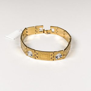 Pulsera Chata Enchapada Dorada 20 cm con Detalles Grabados - imagen 1
