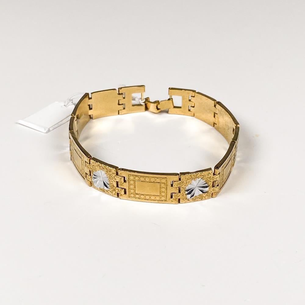 Pulsera Chata Enchapada Dorada 20 cm con Detalles Grabados