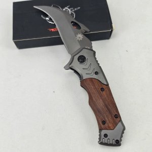 Navaja Plegable de Bolsillo con Mango de Madera y Detalle de Pulpo - imagen 2