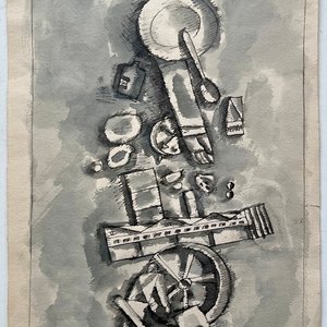 Acuarela "Cielo habitado" de Adolfo Nigro - 1974 - imagen 2