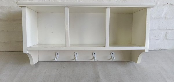 Repisa Blanca de Madera con Ganchos para Colgar - imagen 1