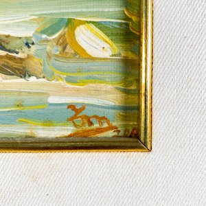 Cuadro al óleo sobre tela: Faro en la costa, firmado - imagen 3