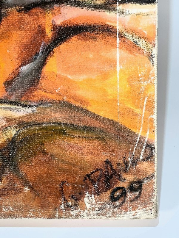 Cuadro al óleo "Maternal" de G. Paulo, Dama con Niño, 88 x 75 cm