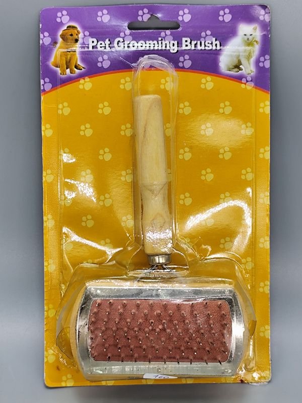 Cepillo para Mascotas Doble Cabezal con Mango de Madera