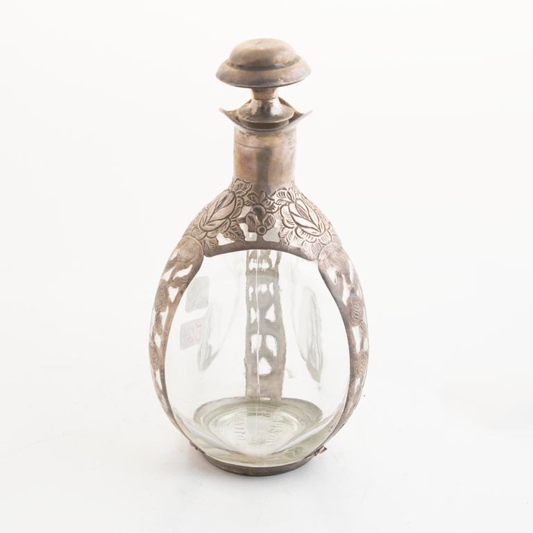 Botellón de Vidrio con Montura Metálica y Tapón - 24cm