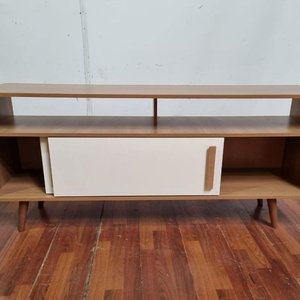 Mueble Modular para TV o Audio en Madera Clara con Puertas Corredizas Crudo - imagen 2