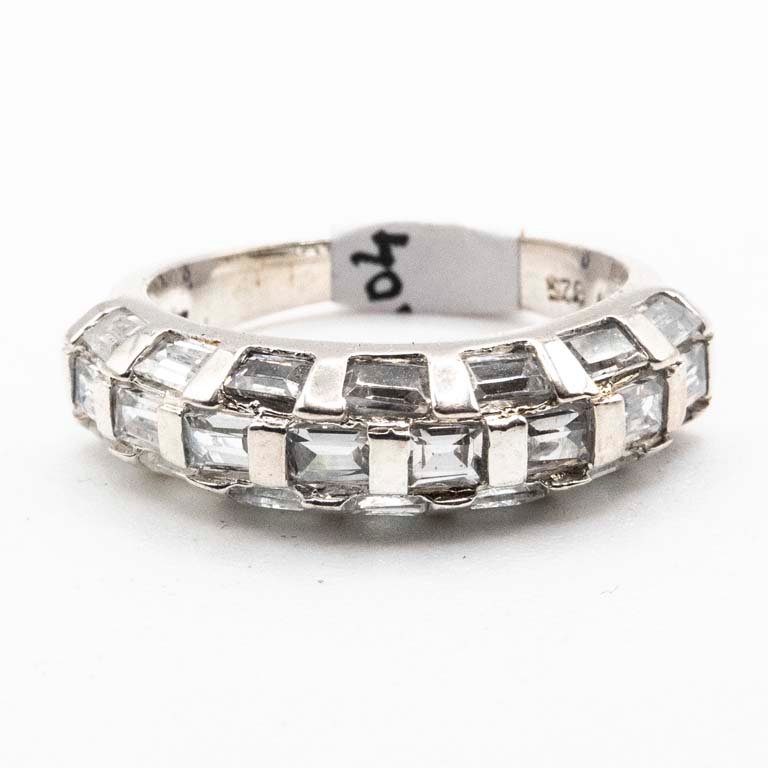 Anillo de Plata 925 con Cristales Rectangulares