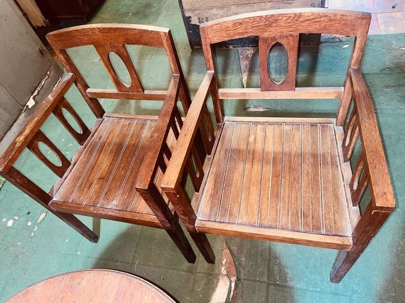 Juego de Sala de Roble con Mesa Redonda y Sillas - imagen 4