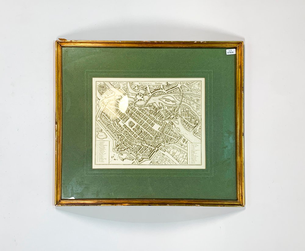 Mapa Antiguo de Breslavia (Wratislavia) en Polonia, Marco Dorado