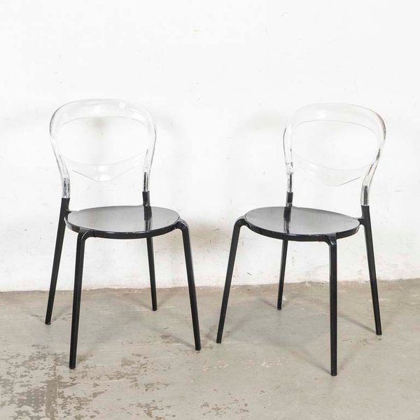 Par de Sillas Modernas Acrílico y Metal Negro
