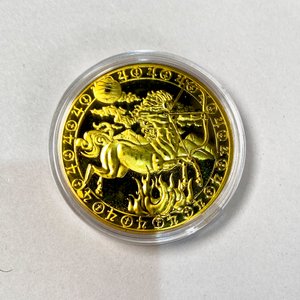 Moneda Coleccionable Sagitario Signo Zodiacal Dorado con Estuche - imagen 1