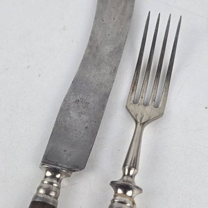 Cuchillo y Tenedor de Mesa Alemanes Solingen con Mango de Madera - imagen 4