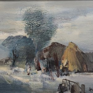 Pintura "Higo Nantes" Acrílico sobre Fibra Firmado, Marco Plateado - imagen 4