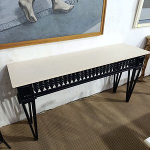 Mesa de Arrimo Recibidor Hierro Forjado con Tapa Marmolina - imagen 3