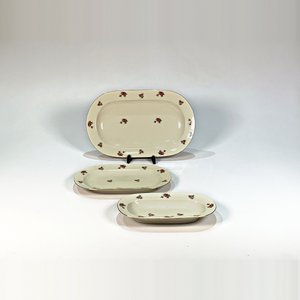 Juego de 3 Fuentes Ovales de Porcelana Bavaria Beige con Flores - imagen 2