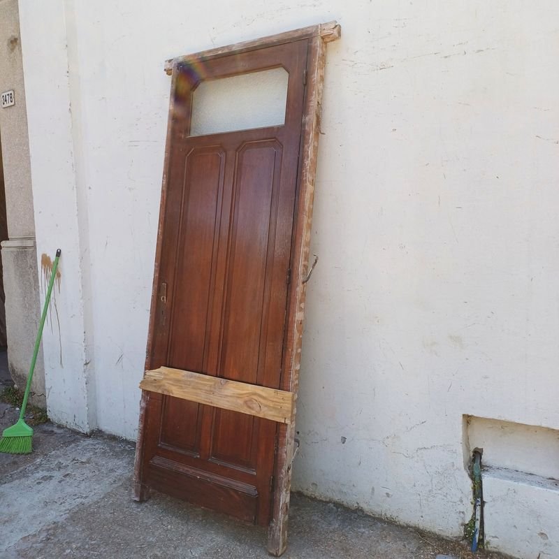 Puerta de tablero y vidrio con marco, completamente en cedro - imagen 2