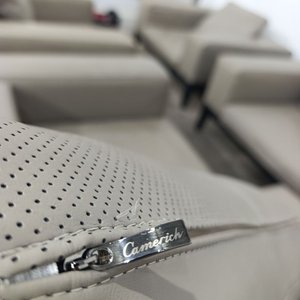 Sillones de Estilo Contemporáneo Camerich USA en Cuero Gris con Base de Madera Maciza - imagen 7