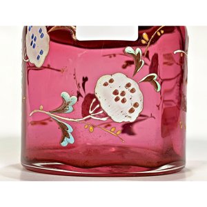 Pote Vintage de Vidrio Rosado con Decoración Floral y Tapa Metálica - imagen 3