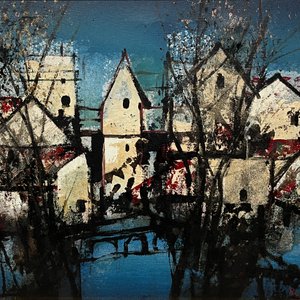 Obra "Casa Blanca" de Rafael Ruano - Acrílico sobre Tela (46 x 60 cm) - imagen 1