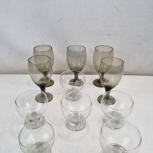 Set de 11 Copas y Vasos de Postre en Cristal Ahumado y Transparente - imagen 2