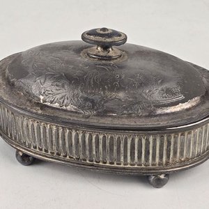 Juego de Vasos de Peltre "John Somers" y Tocador Antiguo Plateado - imagen 6
