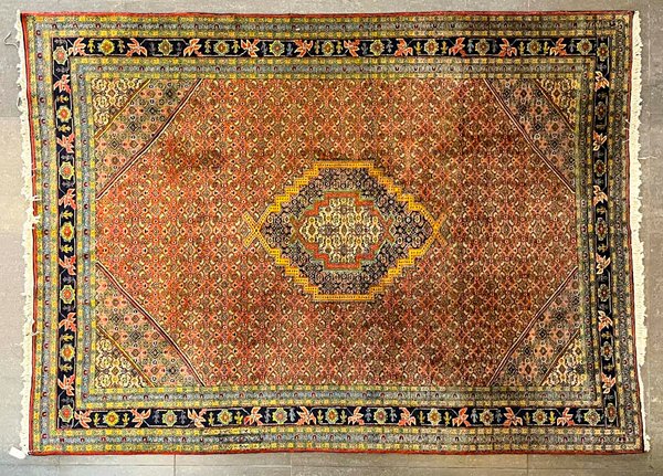 Alfombra Persa Clásica Medallón Central Flores y Vegetales 320x230 cm