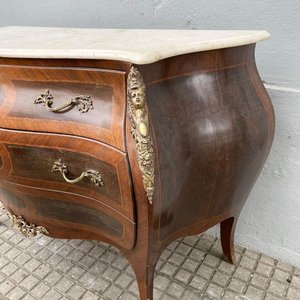 Cómoda Estilo Luis XV Rococó Francés Bombé con Mármol - imagen 2