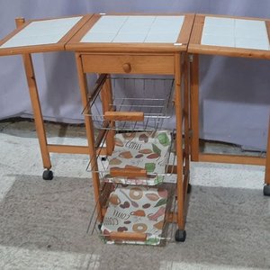 Mesa Auxiliar de Cocina con Ruedas, Cajones y Alas Plegables - imagen 1