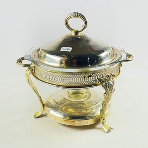 Fuente de Vidrio con Calentador y Tapa Metálica - 23 cm - imagen 1