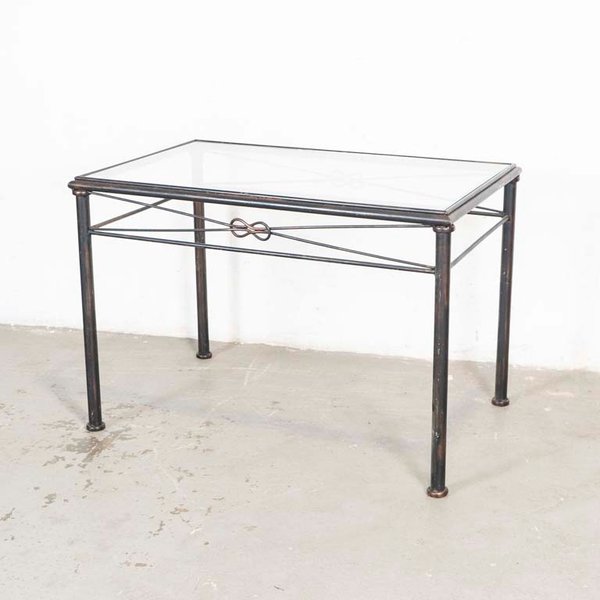 Mesa de comedor para exterior en hierro con tapa de vidrio - imagen 1