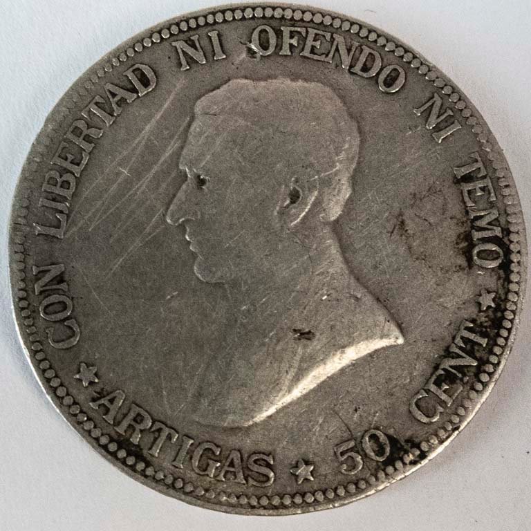 Moneda de Plata Uruguaya 50 Centésimos de 1916 - Artigas