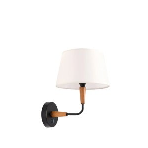 Aplique de Pared Moderno con Pantalla Blanca y Detalles en Madera - imagen 2