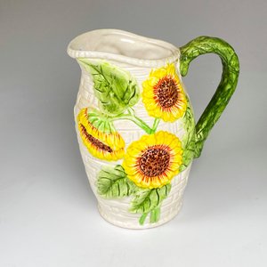 Jarra de cerámica floral, con asa altura 21 cm - imagen 3