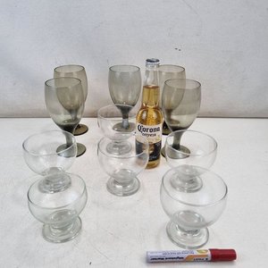 Set de 11 Copas y Vasos de Postre en Cristal Ahumado y Transparente - imagen 1
