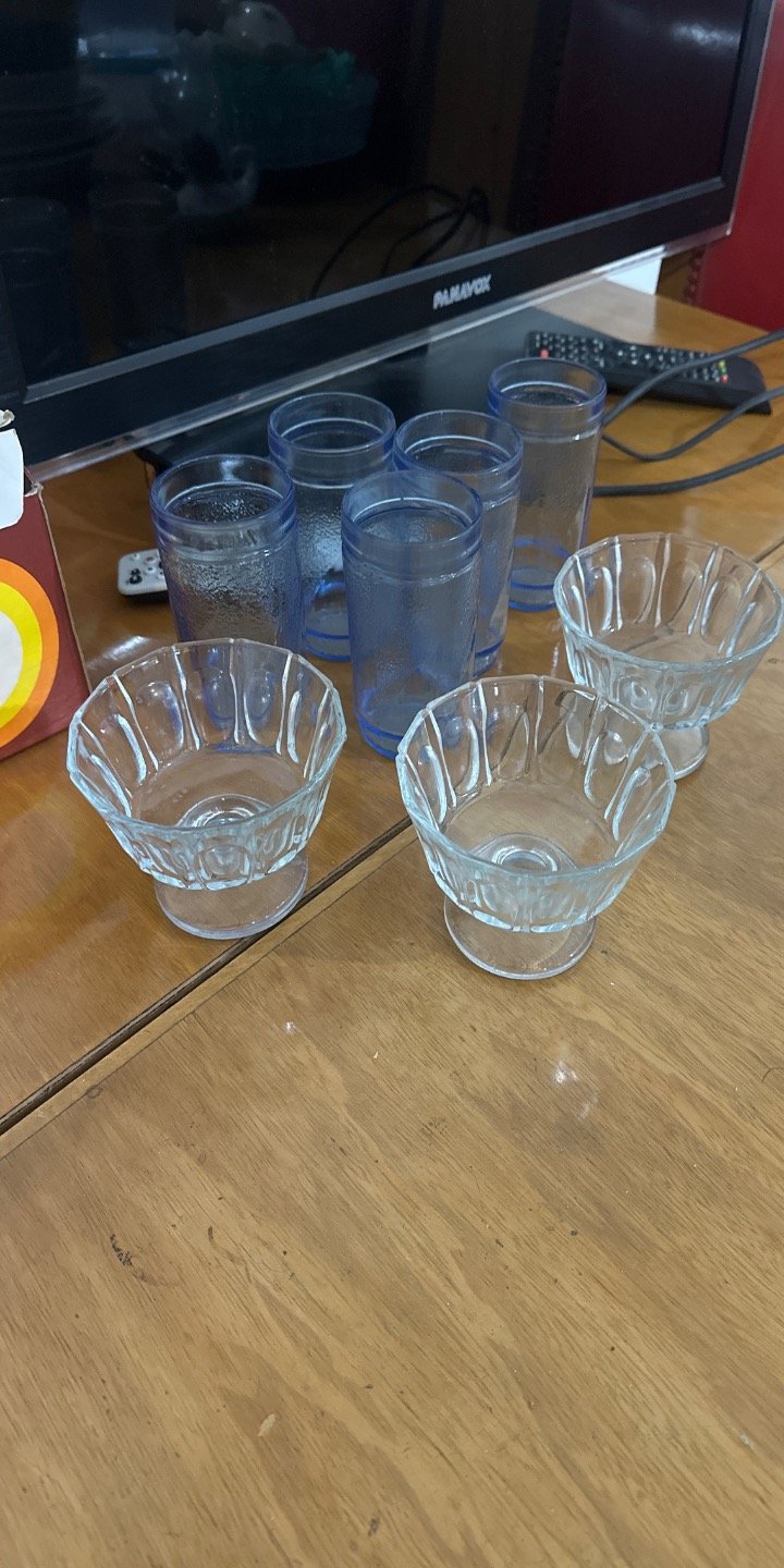 Set de 6 Vasos Compoteras de Vidrio Azul