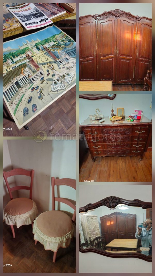 Muebles de madera: ropero, cómoda y sillas