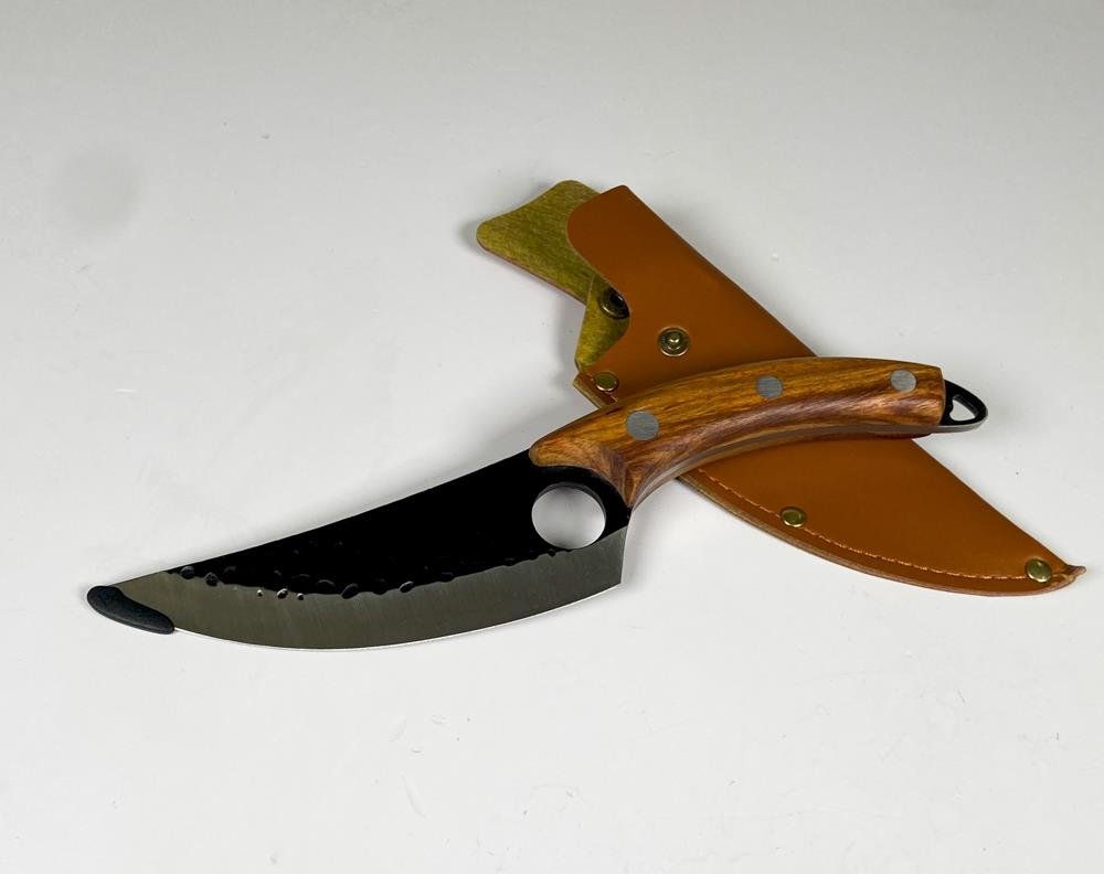 Cuchillo hoja de acero 15 cm ,cabo madera con vaina