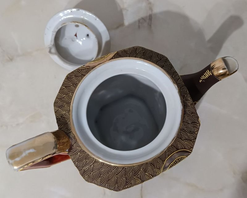 Tetera de Porcelana SATSUMA con Tapa Restaurada - imagen 3