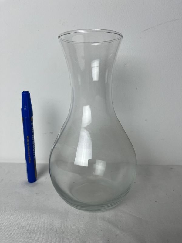 Decantador de vidrio claro con candelabro azul - imagen 3