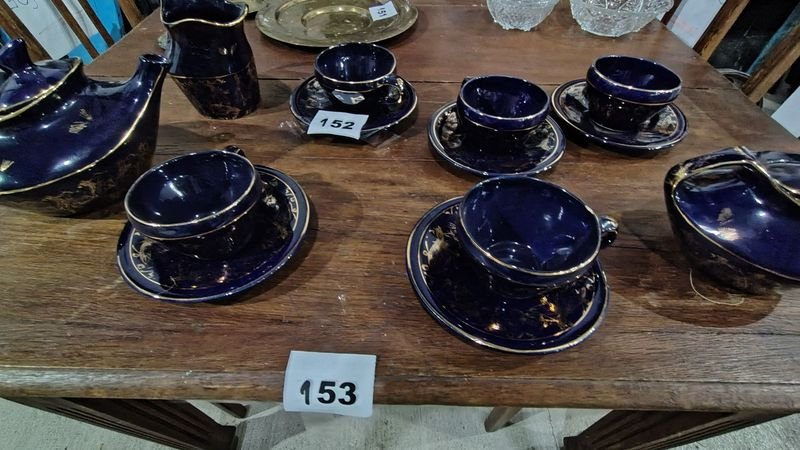 Juego de té completo azul y dorado - imagen 2