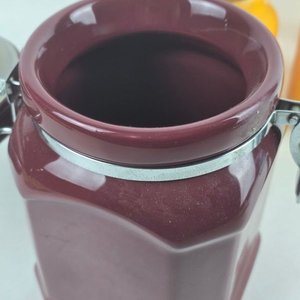 Set de 5 Frascos de Cerámica para Cocina: 4 Amarillos y 1 Bordo - imagen 3